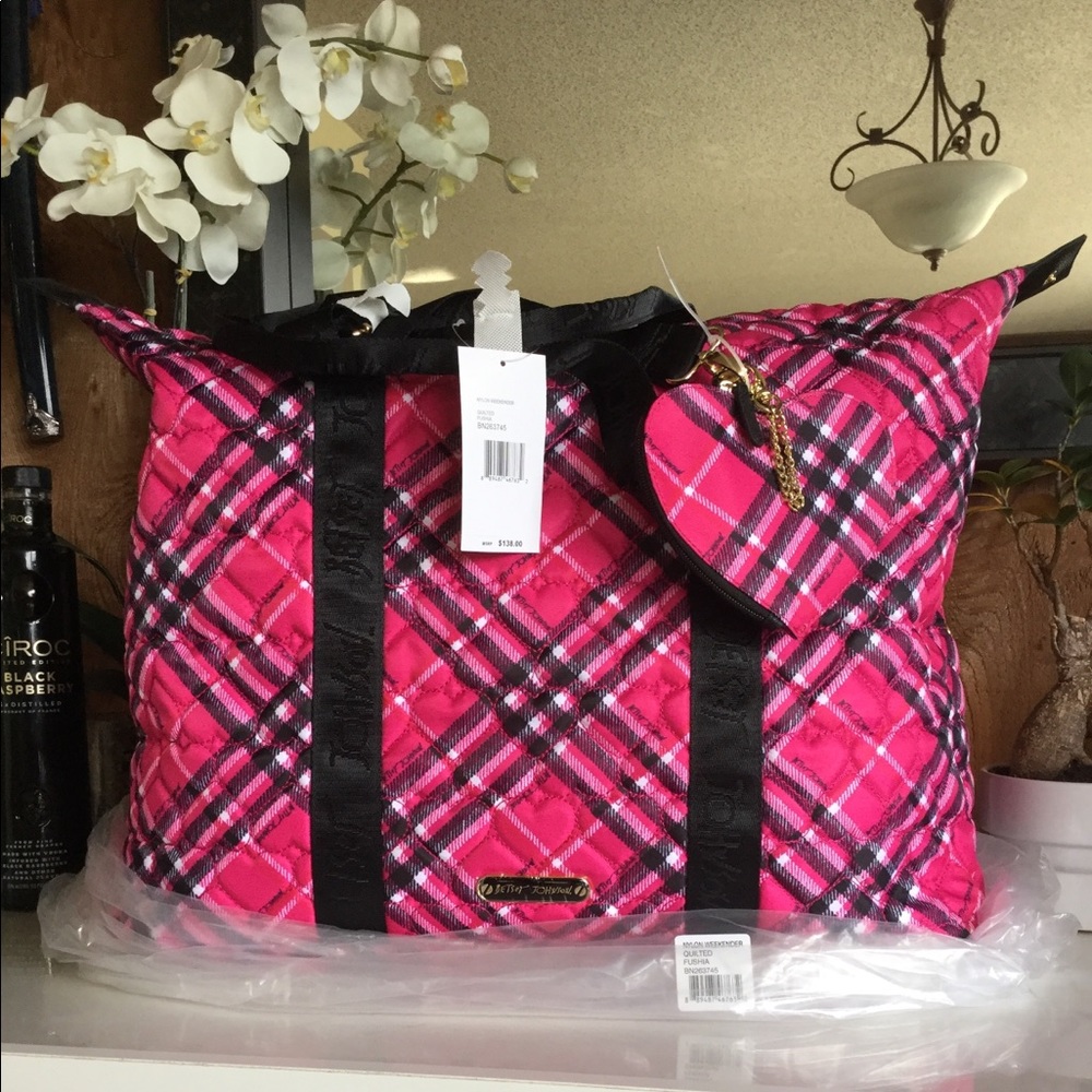 Betsey Johnson Nylon Quilted Weekender Duffle Bag
